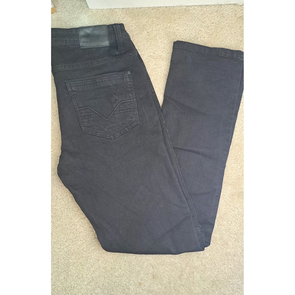 Artful Rebel Black Denim Jeans Mens 32x32 Slim Fit Red Stitching